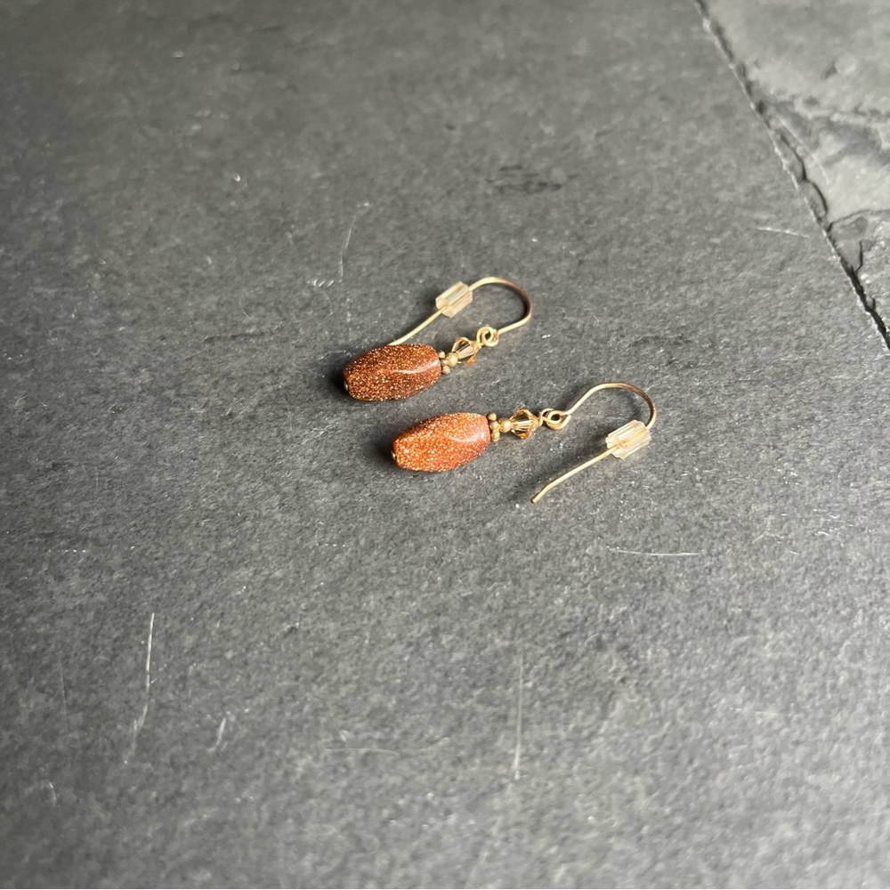Dark Orange Sparkley Dangle Earrings